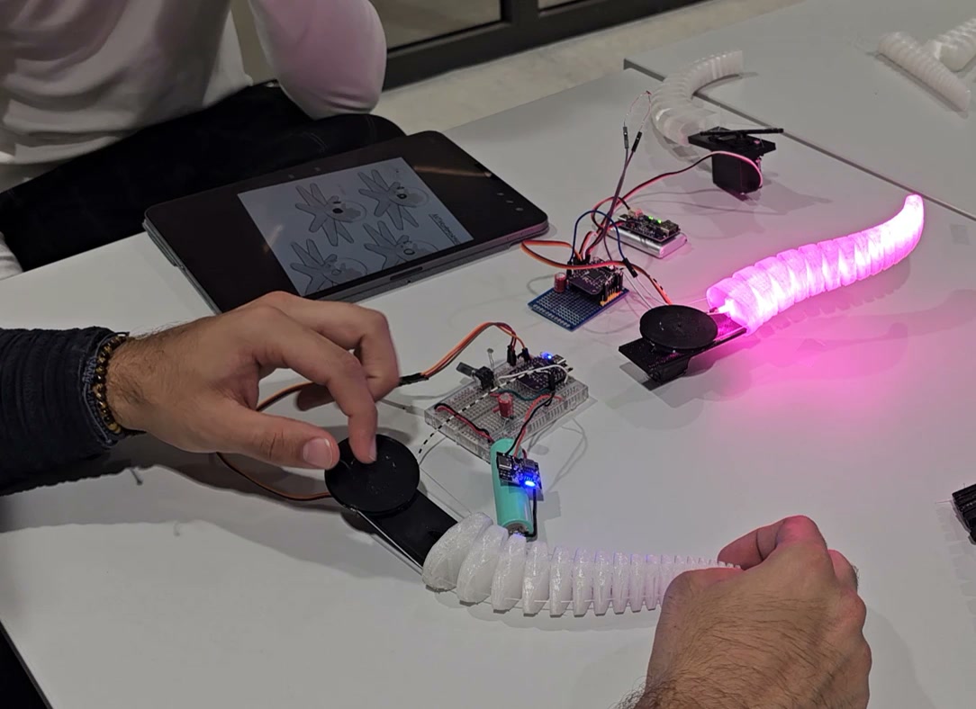 User testing the Octoping tentacles
