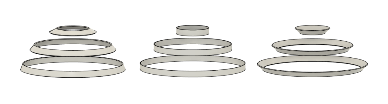 Three rings of varying diameter — final form layout
